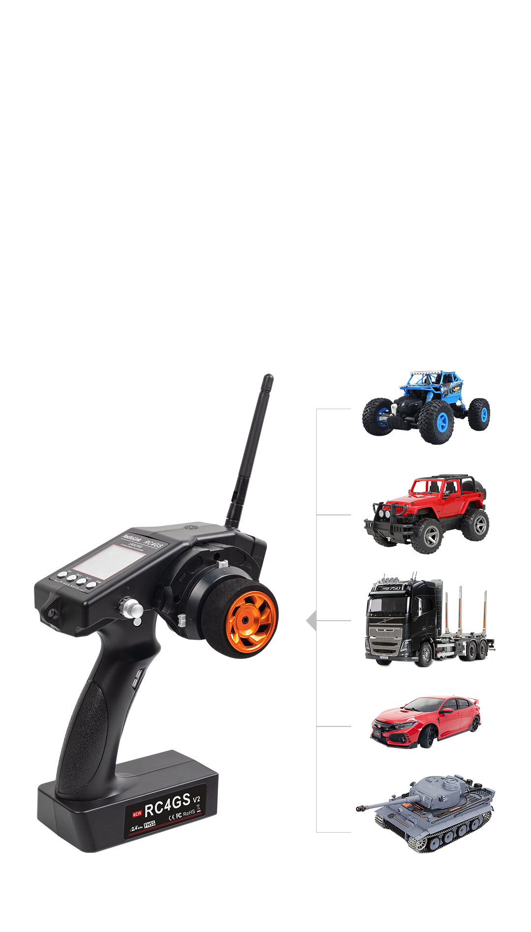 RC4GS 4 channels transmitter for cars and boats